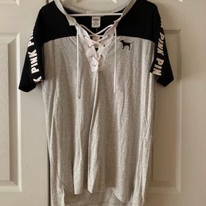 NWT VS Pink Lace Up Oversized T-Shirt